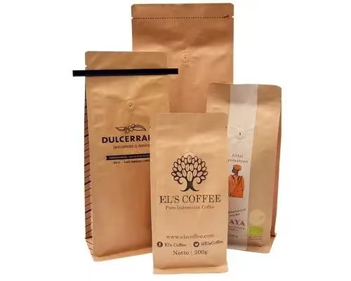 Kraft paper coffee bag with one-way valve